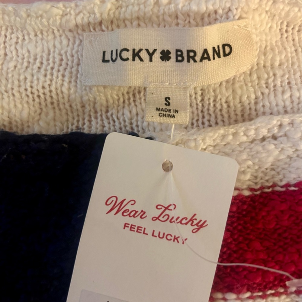 NWT Lucky Brand Cropped American Flag Sweater - Picture 4 of 4